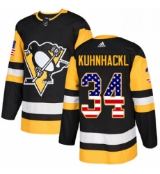 Mens Adidas Pittsburgh Penguins 34 Tom Kuhnhackl Authentic Black USA Flag Fashion NHL Jersey Mens Adidas Pittsburgh Penguins 34 Tom Kuhnhackl Authentic Black USA Flag Fashion NHL Jersey