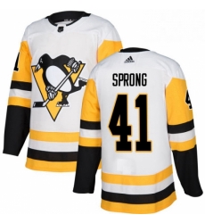 Mens Adidas Pittsburgh Penguins 41 Daniel Sprong Authentic White Away NHL Jersey Mens Adidas Pittsburgh Penguins 41 Daniel Sprong Authentic White Away NHL Jersey