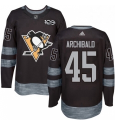 Mens Adidas Pittsburgh Penguins 45 Josh Archibald Authentic Black 1917 2017 100th Anniversary NHL Jersey Mens Adidas Pittsburgh Penguins 45 Josh Archibald Authentic Black 1917 2017 100th Anniversary NHL Jersey