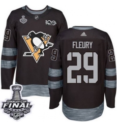 Penguins #29 Andre Fleury Black 1917 2017 100th Anniversary Stanley Cup Final Patch Stitched NHL Jersey Penguins #29 Andre Fleury Black 1917 2017 100th Anniversary Stanley Cup Final Patch Stitched NHL Jersey