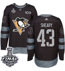 Penguins #43 Conor Sheary Black 1917 2017 100th Anniversary Stanley Cup Final Patch Stitched NHL Jersey Penguins #43 Conor Sheary Black 1917 2017 100th Anniversary Stanley Cup Final Patch Stitched NHL Jersey