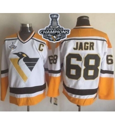 Penguins #68 Jaromir Jagr White Yellow CCM Throwback 2017 Stanley Cup Finals Champions Stitched NHL Jersey Penguins #68 Jaromir Jagr White Yellow CCM Throwback 2017 Stanley Cup Finals Champions Stitched NHL Jersey