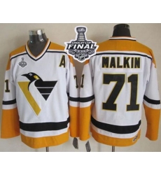 Penguins #71 Evgeni Malkin White Yellow CCM Throwback 2017 Stanley Cup Final Patch Stitched NHL Jersey Penguins #71 Evgeni Malkin White Yellow CCM Throwback 2017 Stanley Cup Final Patch Stitched NHL Jersey