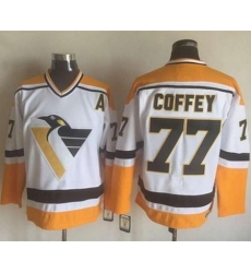 Penguins #77 Paul Coffey WhiteYellow CCM Throwback Stitched NHL Jersey Penguins #77 Paul Coffey WhiteYellow CCM Throwback Stitched NHL Jersey