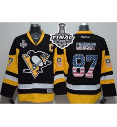 Penguins #87 Sidney Crosby Black Alternate USA Flag Fashion 2017 Stanley Cup Final Patch Stitched NHL Jersey Penguins #87 Sidney Crosby Black Alternate USA Flag Fashion 2017 Stanley Cup Final Patch Stitched NHL Jersey