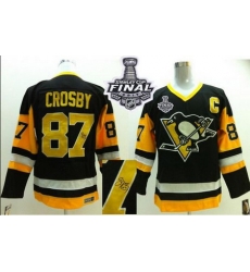 Penguins #87 Sidney Crosby Black CCM Throwback Autographed 2017 Stanley Cup Final Patch Stitched NHL Jersey Penguins #87 Sidney Crosby Black CCM Throwback Autographed 2017 Stanley Cup Final Patch Stitched NHL Jersey
