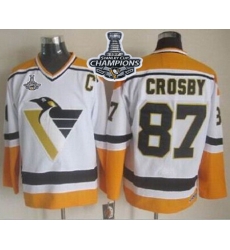 Penguins #87 Sidney Crosby White Yellow CCM Throwback 2017 Stanley Cup Finals Champions Stitched NHL Jersey Penguins #87 Sidney Crosby White Yellow CCM Throwback 2017 Stanley Cup Finals Champions Stitched NHL Jersey
