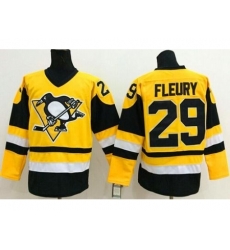 Pittsburgh Penguins #29 Andre Fleury Yellow Throwback Stitched NHL Jersey Pittsburgh Penguins #29 Andre Fleury Yellow Throwback Stitched NHL Jersey