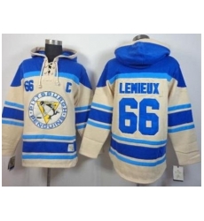 Pittsburgh Penguins #66 Mario Lemieux Cream Stitched NHL Sawyer Hooded Sweatshirt Pittsburgh Penguins #66 Mario Lemieux Cream Stitched NHL Sawyer Hooded Sweatshirt