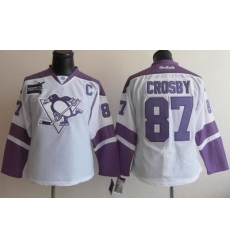 Pittsburgh Penguins 87 Sidney Crosby White Women's Fights Cancer Hockey Jersey Pittsburgh Penguins 87 Sidney Crosby White Women's Fights Cancer Hockey Jersey