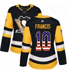 Womens Adidas Pittsburgh Penguins 10 Ron Francis Authentic Black USA Flag Fashion NHL Jersey Womens Adidas Pittsburgh Penguins 10 Ron Francis Authentic Black USA Flag Fashion NHL Jersey