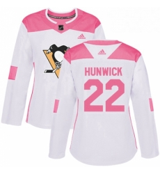 Womens Adidas Pittsburgh Penguins 22 Matt Hunwick Authentic WhitePink Fashion NHL Jersey Womens Adidas Pittsburgh Penguins 22 Matt Hunwick Authentic WhitePink Fashion NHL Jersey