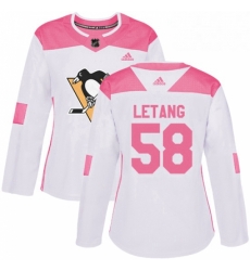 Womens Adidas Pittsburgh Penguins 58 Kris Letang Authentic WhitePink Fashion NHL Jersey Womens Adidas Pittsburgh Penguins 58 Kris Letang Authentic WhitePink Fashion NHL Jersey
