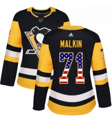 Womens Adidas Pittsburgh Penguins 71 Evgeni Malkin Authentic Black USA Flag Fashion NHL Jersey Womens Adidas Pittsburgh Penguins 71 Evgeni Malkin Authentic Black USA Flag Fashion NHL Jersey