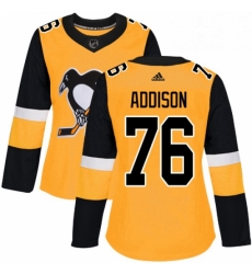 Womens Adidas Pittsburgh Penguins 76 Calen Addison Authentic Gold Alternate NHL Jersey Womens Adidas Pittsburgh Penguins 76 Calen Addison Authentic Gold Alternate NHL Jersey