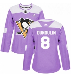 Womens Adidas Pittsburgh Penguins 8 Brian Dumoulin Authentic Purple Fights Cancer Practice NHL Jersey Womens Adidas Pittsburgh Penguins 8 Brian Dumoulin Authentic Purple Fights Cancer Practice NHL Jersey