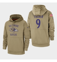 Mens Baltimore Ravens 9 Justin Tucker 2019 Salute to Service Sideline Therma Pullover Hoodie Tan Mens Baltimore Ravens 9 Justin Tucker 2019 Salute to Service Sideline Therma Pullover Hoodie Tan