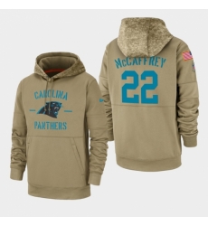 Mens Carolina Panthers 22 Christian McCaffrey 2019 Salute to Service Sideline Therma Pullover Hoodie Tan Mens Carolina Panthers 22 Christian McCaffrey 2019 Salute to Service Sideline Therma Pullover Hoodie Tan