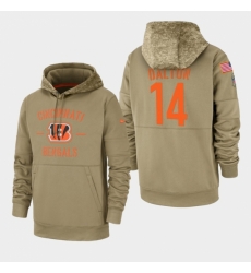 Mens Cincinnati Bengals 14 Andy Dalton 2019 Salute to Service Sideline Therma Pullover Hoodie Tan Mens Cincinnati Bengals 14 Andy Dalton 2019 Salute to Service Sideline Therma Pullover Hoodie Tan