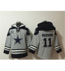 Men Dallas Cowboys 11 Micah Parsons Grey Ageless Must Have Lace Up Pullover Hoodie Men Dallas Cowboys 11 Micah Parsons Grey Ageless Must Have Lace Up Pullover Hoodie
