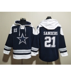 Men Dallas Cowboys 21 Deion Sanders Navy Ageless Must Have Lace Up Pullover Hoodie Men Dallas Cowboys 21 Deion Sanders Navy Ageless Must Have Lace Up Pullover Hoodie