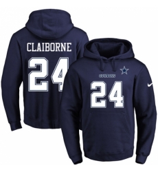 NFL Mens Nike Dallas Cowboys 24 Morris Claiborne Navy Blue Name Number Pullover Hoodie NFL Mens Nike Dallas Cowboys 24 Morris Claiborne Navy Blue Name Number Pullover Hoodie