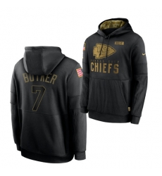 Men Kansas City Chiefs 7 Harrison Butker 2020 Salute To Service Black Sideline Performance Pullover Hoodie Men Kansas City Chiefs 7 Harrison Butker 2020 Salute To Service Black Sideline Performance Pullover Hoodie