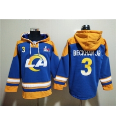 Men Los Angeles Rams 3 Odell Beckham Jr 2022 Royal Super Bowl LVI Champions Pullover Hoodi Men Los Angeles Rams 3 Odell Beckham Jr 2022 Royal Super Bowl LVI Champions Pullover Hoodi