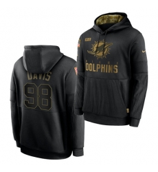 Men Miami Dolphins 98 Raekwon Davis 2020 Salute To Service Black Sideline Performance Pullover Hoodie Men Miami Dolphins 98 Raekwon Davis 2020 Salute To Service Black Sideline Performance Pullover Hoodie