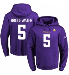 NFL Mens Nike Minnesota Vikings 5 Teddy Bridgewater Purple Name Number Pullover Hoodie NFL Mens Nike Minnesota Vikings 5 Teddy Bridgewater Purple Name Number Pullover Hoodie
