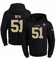 NFL Mens Nike New Orleans Saints 51 Manti Teo Black Name Number Pullover Hoodie NFL Mens Nike New Orleans Saints 51 Manti Teo Black Name Number Pullover Hoodie