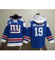Men New York Giants 19 Kenny Golladay Blue Lace Up Pullover Hoodie Men New York Giants 19 Kenny Golladay Blue Lace Up Pullover Hoodie