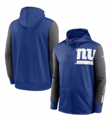 Men New York Giants Royal Charcoal Fan Gear Mascot Performance Full Zip Hoodie Men New York Giants Royal Charcoal Fan Gear Mascot Performance Full Zip Hoodie