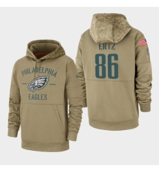 Mens Philadelphia Eagles 86 Zach Ertz 2019 Salute to Service Sideline Therma Pullover Hoodie Tan Mens Philadelphia Eagles 86 Zach Ertz 2019 Salute to Service Sideline Therma Pullover Hoodie Tan
