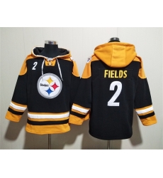 Men Pittsburgh Steelers 2 Justin Fields Black Ageless Must Have Lace Up Pullover Hoodie Men Pittsburgh Steelers 2 Justin Fields Black Ageless Must Have Lace Up Pullover Hoodie
