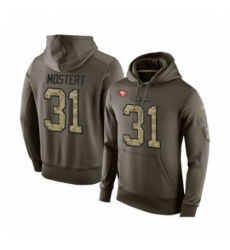 Football Mens San Francisco 49ers 31 Raheem Mostert Green Salute To Service Pullover Hoodie Football Mens San Francisco 49ers 31 Raheem Mostert Green Salute To Service Pullover Hoodie