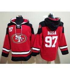 San Francisco 49ers Red Sitched Pullover Hoodie #97 Nick Bosa San Francisco 49ers Red Sitched Pullover Hoodie #97 Nick Bosa