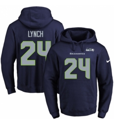 NFL Mens Nike Seattle Seahawks 24 Marshawn Lynch Navy Blue Name Number Pullover Hoodie NFL Mens Nike Seattle Seahawks 24 Marshawn Lynch Navy Blue Name Number Pullover Hoodie