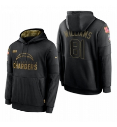 Men Los Angeles Chargers 81 Mike Williams Black 2020 Salute To Service Sideline Performance Pullover Hoodie Men Los Angeles Chargers 81 Mike Williams Black 2020 Salute To Service Sideline Performance Pullover Hoodie