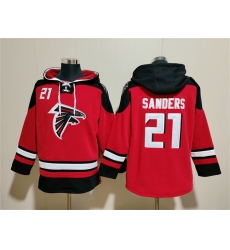 Men Atlanta Falcons 21 Deion Sanders Red Ageless Must Have Lace Up Pullover Hoodie Men Atlanta Falcons 21 Deion Sanders Red Ageless Must Have Lace Up Pullover Hoodie