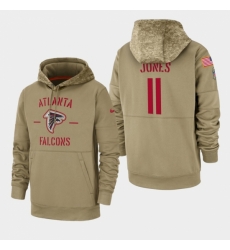 Mens Atlanta Falcons 11 Julio Jones 2019 Salute to Service Sideline Therma Pullover Hoodie Tan Mens Atlanta Falcons 11 Julio Jones 2019 Salute to Service Sideline Therma Pullover Hoodie Tan