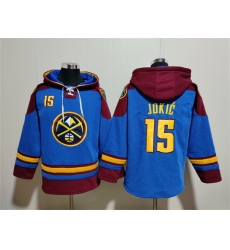 Men Denver Nuggets 15 Nikola Jokic Blue Red Lace Up Pullover Hoodie Men Denver Nuggets 15 Nikola Jokic Blue Red Lace Up Pullover Hoodie