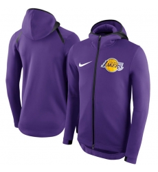 Men Los Angeles Lakers Nike Showtime Therma Flex Performance Full Zip Hoodie Purple Men Los Angeles Lakers Nike Showtime Therma Flex Performance Full Zip Hoodie Purple