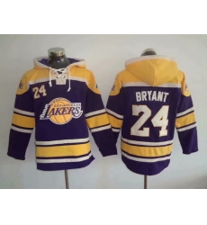 Men's Los Angeles Lakers #24 Kobe Bryant Purple Lace-Up Pullover Hoodie Men's Los Angeles Lakers #24 Kobe Bryant Purple Lace-Up Pullover Hoodie