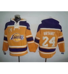 Men's Los Angeles Lakers #24 Kobe Bryant Yellow Lace-Up Pullover Hoodie II Men's Los Angeles Lakers #24 Kobe Bryant Yellow Lace-Up Pullover Hoodie II