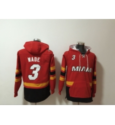 Men's Miami Heat #3 Dwyane Wade Red Lace-Up Pullover Hoodie Men's Miami Heat #3 Dwyane Wade Red Lace-Up Pullover Hoodie