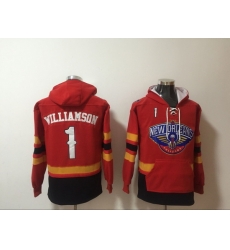 Men's New Orleans Pelicans #1 Zion Williamson Red Pullover Hoodie Men's New Orleans Pelicans #1 Zion Williamson Red Pullover Hoodie