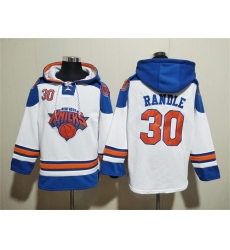 Men New Yok Knicks 30 Julius Randle White Lace Up Pullover Hoodie Men New Yok Knicks 30 Julius Randle White Lace Up Pullover Hoodie