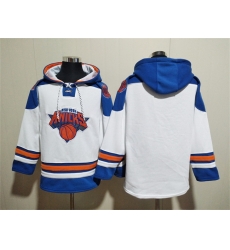 Men New Yok Knicks Blank White Lace Up Pullover Hoodie Men New Yok Knicks Blank White Lace Up Pullover Hoodie