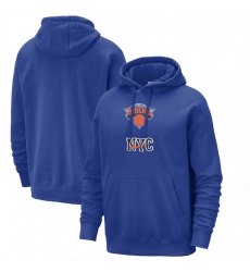 Men New York Knicks Blue 2023 24 City Edition Essential Club Pullover Hoodie Men New York Knicks Blue 2023 24 City Edition Essential Club Pullover Hoodie